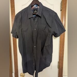 prAna Men’s Short Sleeve Button Up Shirt, Navy Blue, Organic Cotton. Sz Large